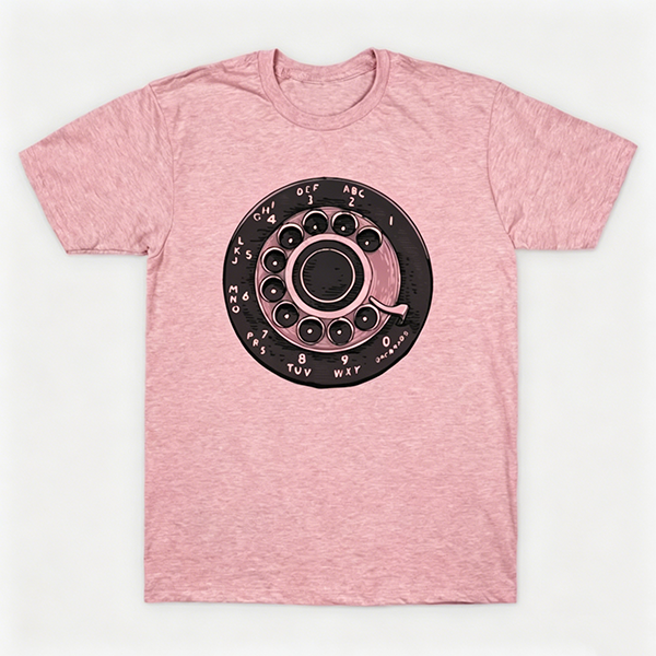 Vintage Rotary Phone Dial Pattern T-Shirt--VINT036
