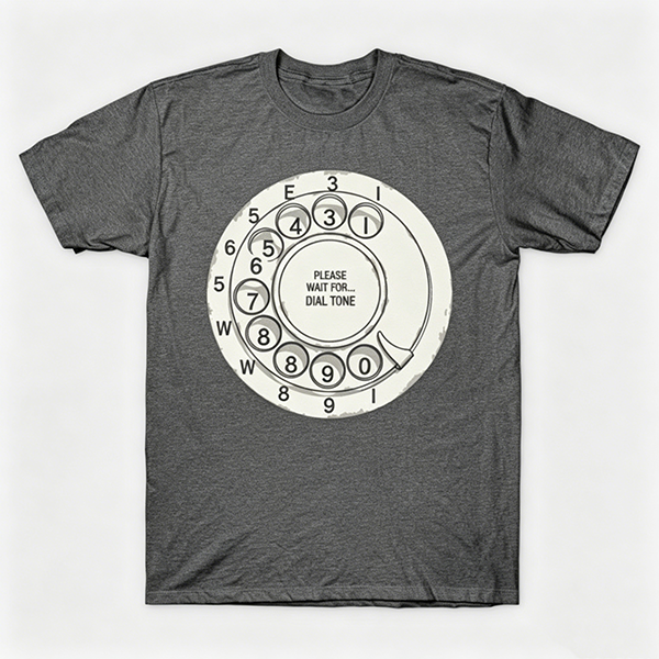 Vintage Rotary Phone Dial Pattern T-Shirt--VINT046