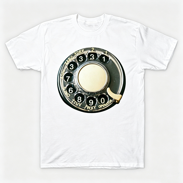 Vintage Rotary Phone Dial Pattern T-Shirt--VINT034