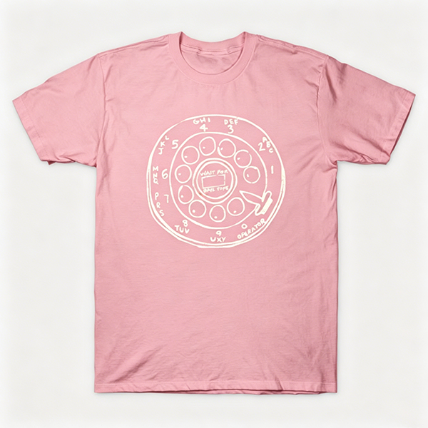Vintage Rotary Phone Dial Pattern T-Shirt--VINT005