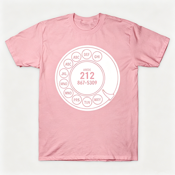 Vintage Rotary Phone Dial Pattern T-Shirt--VINT050