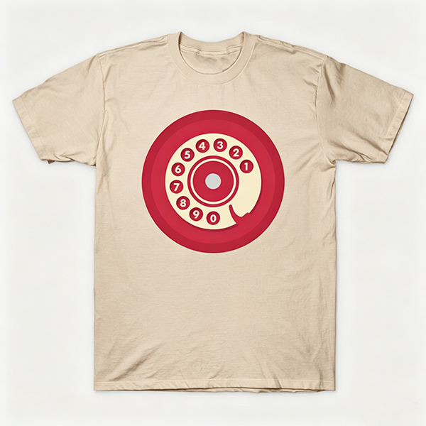 Vintage Rotary Phone Dial Pattern T-Shirt--VINT032