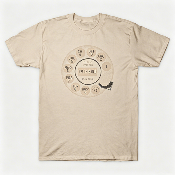 Vintage Rotary Phone Dial Pattern T-Shirt--VINT016