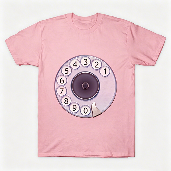 Vintage Rotary Phone Dial Pattern T-Shirt--VINT012