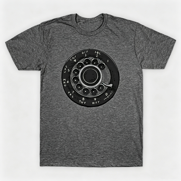 Vintage Rotary Phone Dial Pattern T-Shirt--VINT036