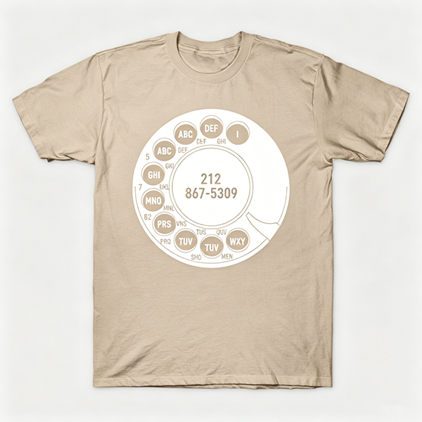 Vintage Rotary Phone Dial Pattern T-Shirt--VINT019
