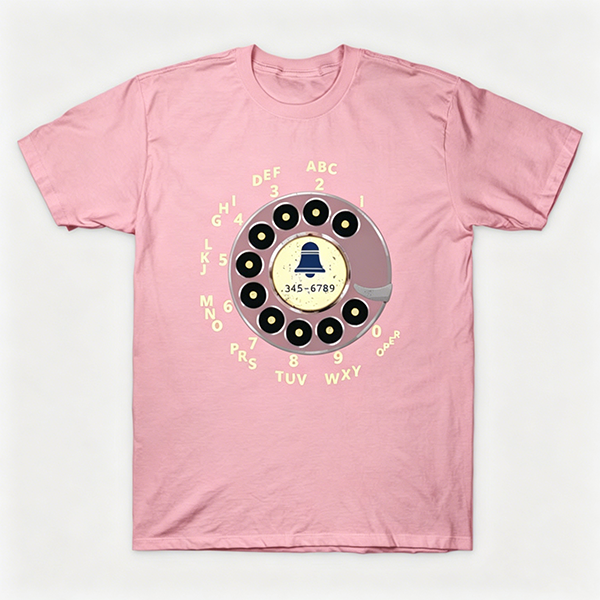 Vintage Rotary Phone Dial Pattern T-Shirt--VINT037
