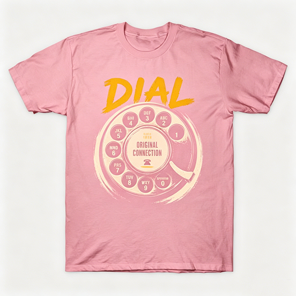 Vintage Rotary Phone Dial Pattern T-Shirt--VINT043