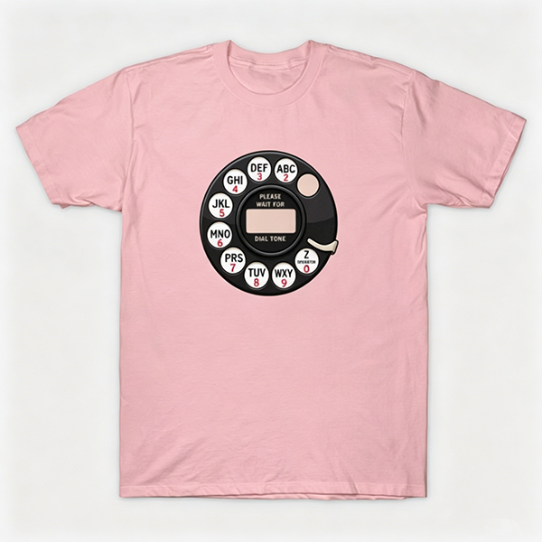 Vintage Rotary Phone Dial Pattern T-Shirt--VINT045