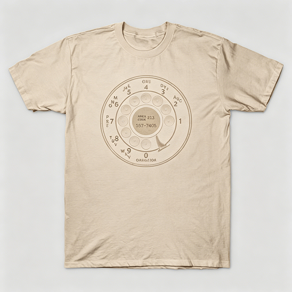 Vintage Rotary Phone Dial Pattern T-Shirt--VINT014