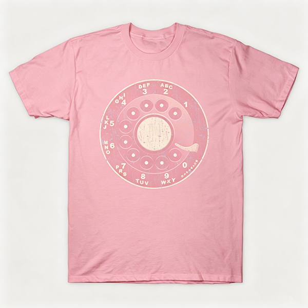 Vintage Rotary Phone Dial Pattern T-Shirt--VINT055
