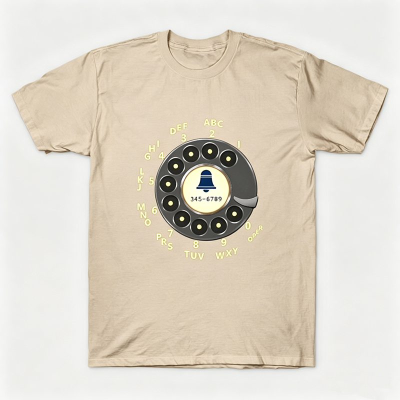 Vintage Rotary Phone Dial Pattern T-Shirt--VINT001