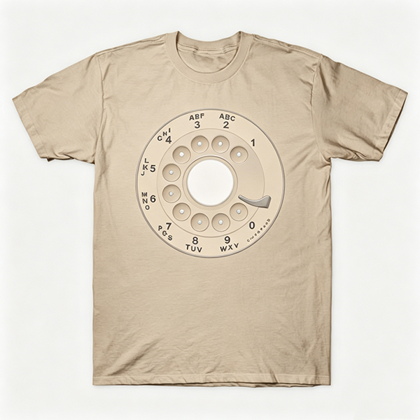 Vintage Rotary Phone Dial Pattern T-Shirt--VINT053