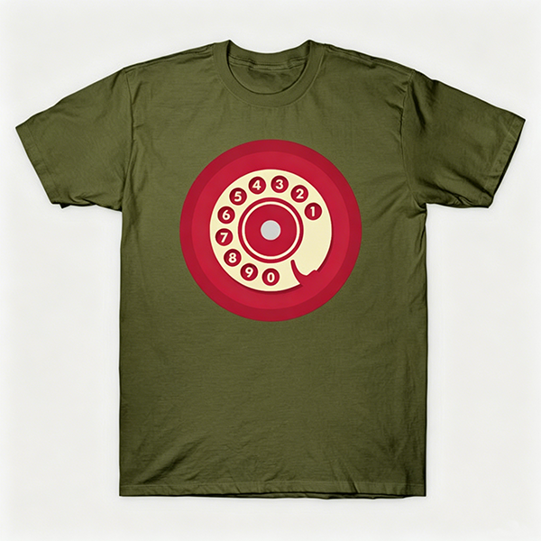 Vintage Rotary Phone Dial Pattern T-Shirt--VINT032