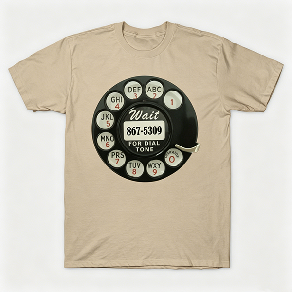 Vintage Rotary Phone Dial Pattern T-Shirt--VINT047
