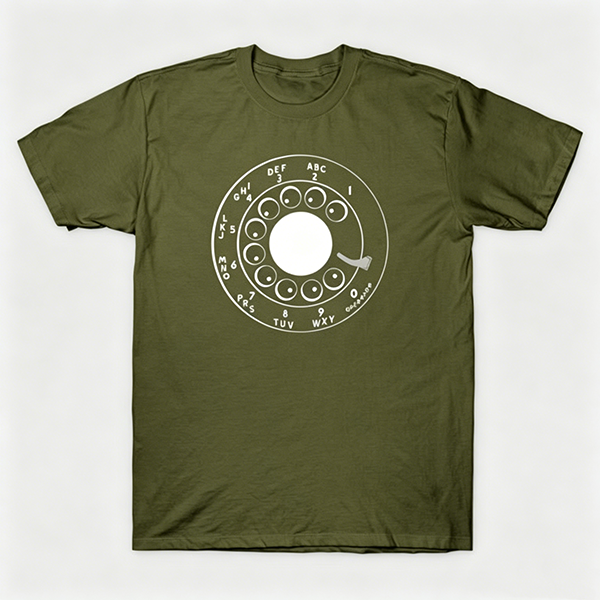 Vintage Rotary Phone Dial Pattern T-Shirt--VINT009