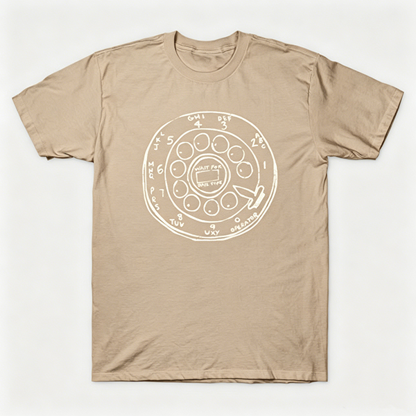 Vintage Rotary Phone Dial Pattern T-Shirt--VINT005