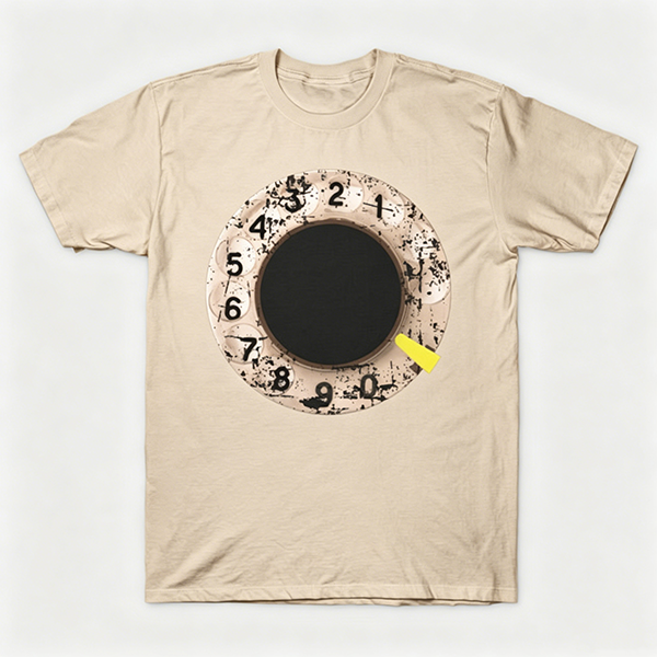 Vintage Rotary Phone Dial Pattern T-Shirt--VINT010