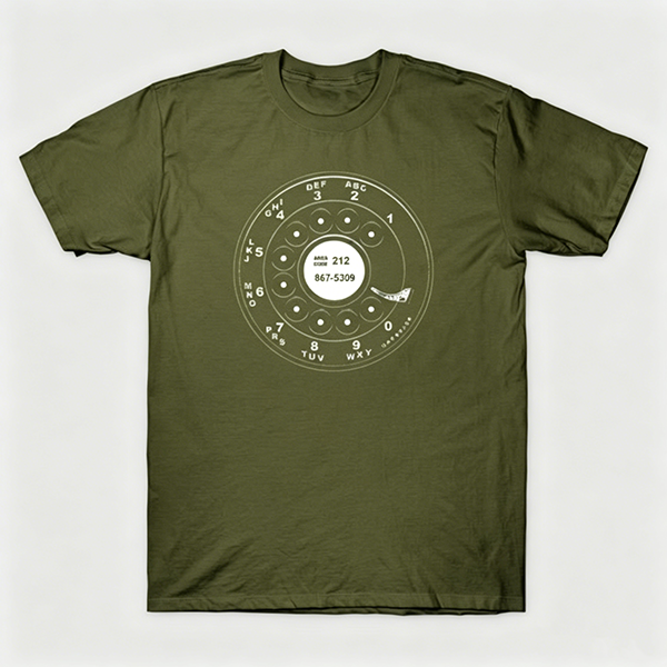 Vintage Rotary Phone Dial Pattern T-Shirt--VINT008