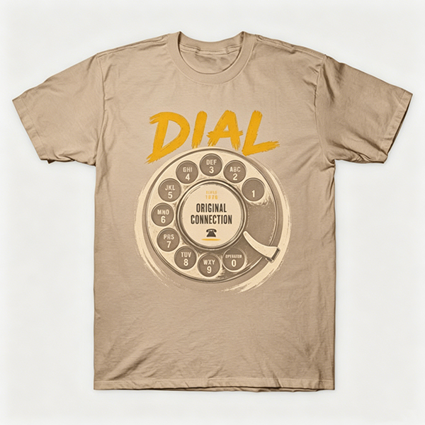 Vintage Rotary Phone Dial Pattern T-Shirt--VINT043