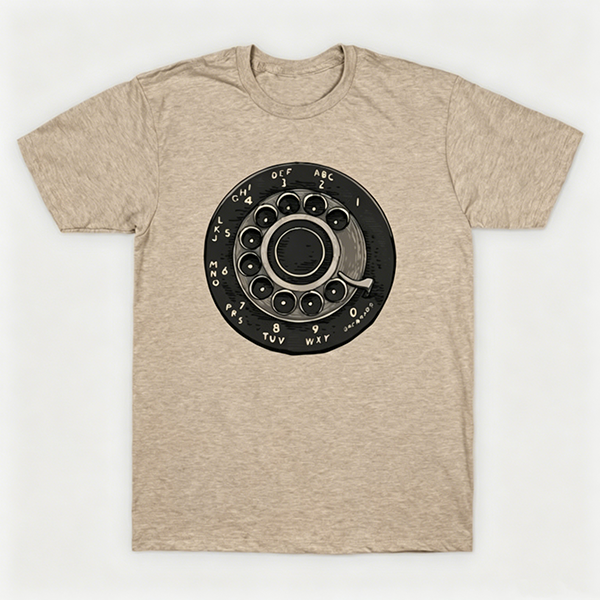 Vintage Rotary Phone Dial Pattern T-Shirt--VINT036