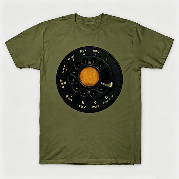 Vintage Rotary Phone Dial Pattern T-Shirt--VINT022