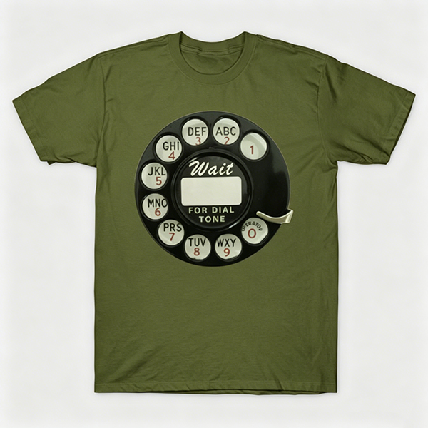Vintage Rotary Phone Dial Pattern T-Shirt--VINT017
