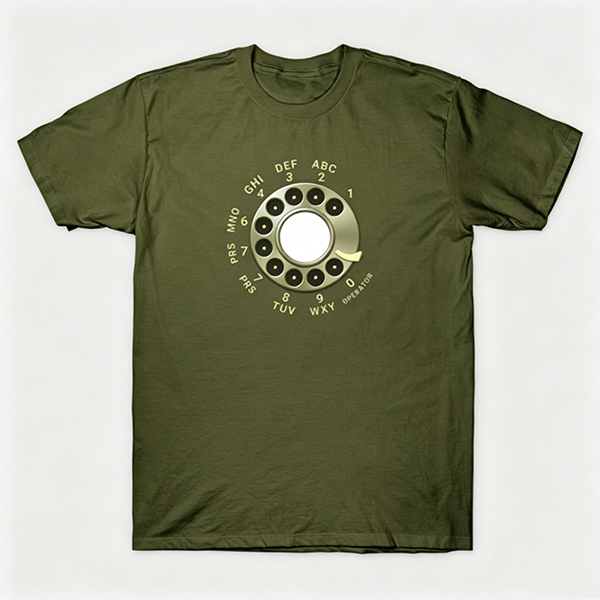 Vintage Rotary Phone Dial Pattern T-Shirt--VINT024