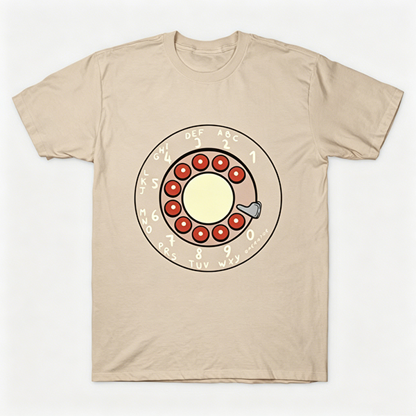 Vintage Rotary Phone Dial Pattern T-Shirt--VINT044