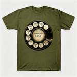 Vintage Rotary Phone Dial Pattern T-Shirt--VINT031