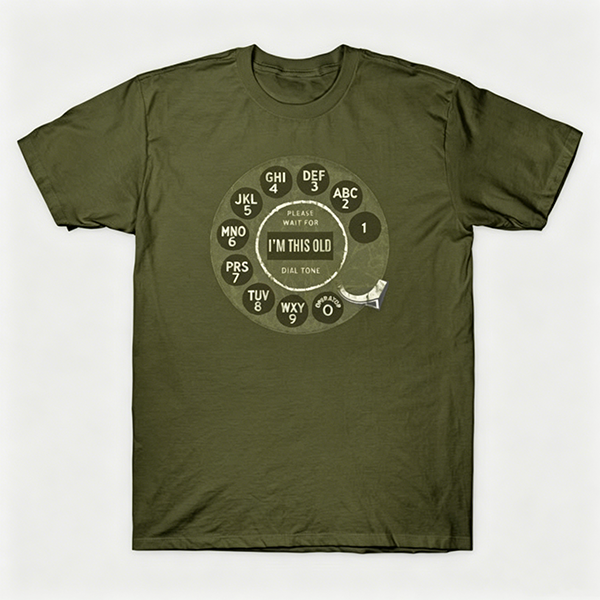 Vintage Rotary Phone Dial Pattern T-Shirt--VINT016