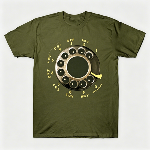 Vintage Rotary Phone Dial Pattern T-Shirt--VINT018