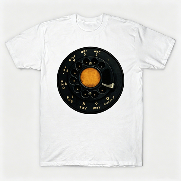Vintage Rotary Phone Dial Pattern T-Shirt--VINT022