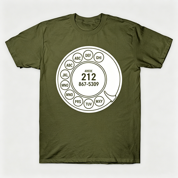 Vintage Rotary Phone Dial Pattern T-Shirt--VINT050