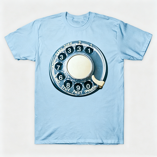 Vintage Rotary Phone Dial Pattern T-Shirt--VINT034