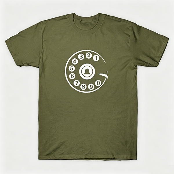 Vintage Rotary Phone Dial Pattern T-Shirt--VINT035