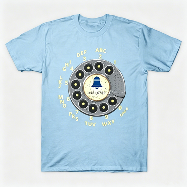 Vintage Rotary Phone Dial Pattern T-Shirt--VINT027