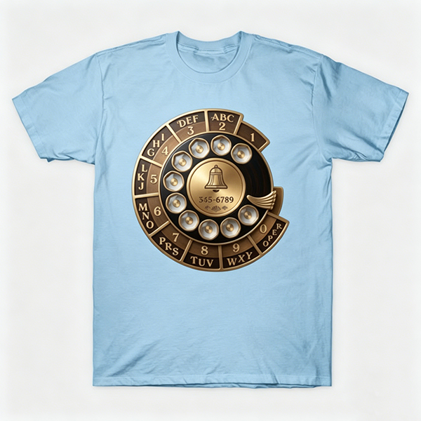 Vintage Rotary Phone Dial Pattern T-Shirt--VINT023