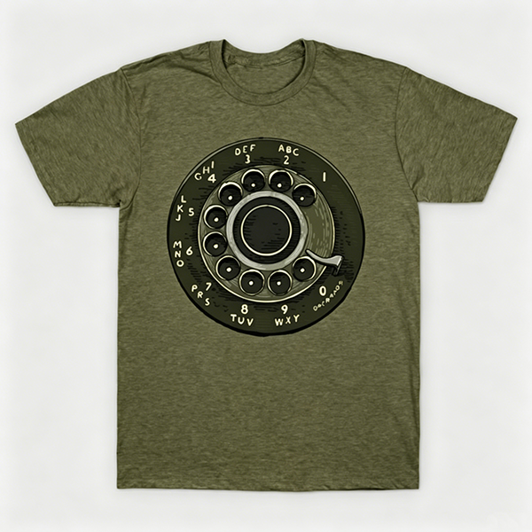 Vintage Rotary Phone Dial Pattern T-Shirt--VINT049