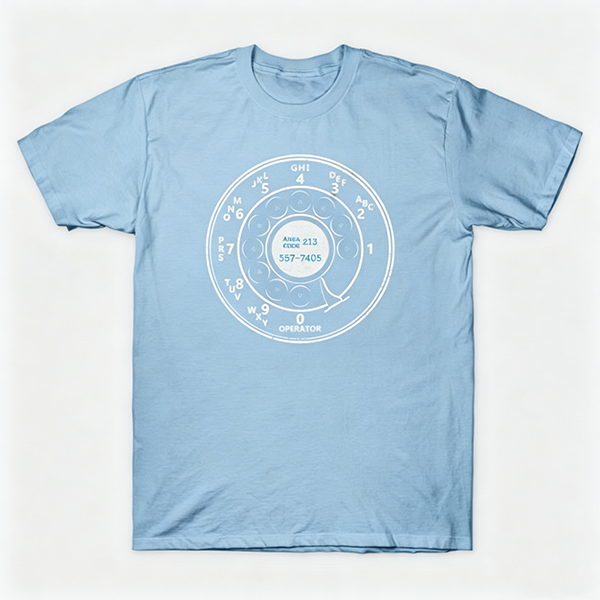 Vintage Rotary Phone Dial Pattern T-Shirt--VINT014