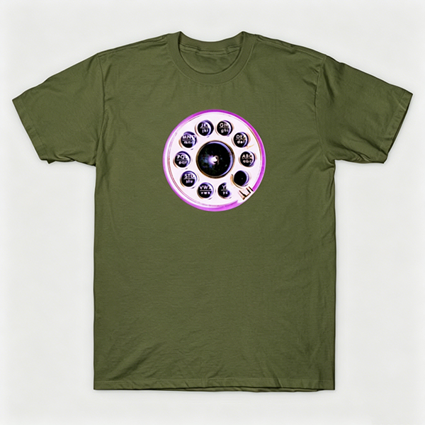 Vintage Rotary Phone Dial Pattern T-Shirt--VINT054