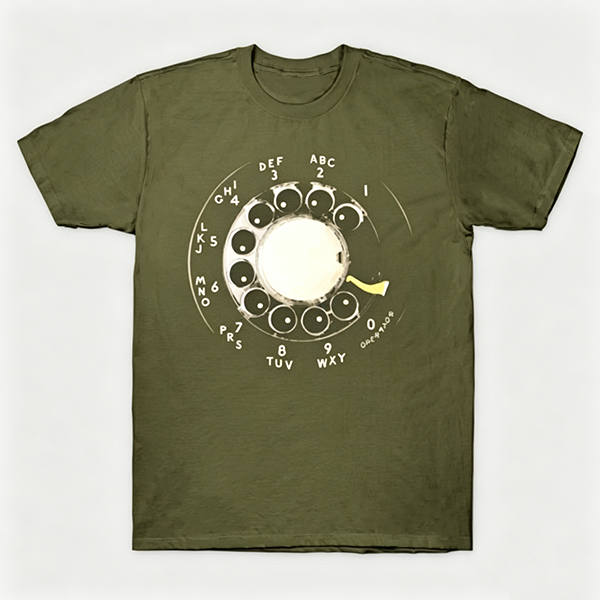 Vintage Rotary Phone Dial Pattern T-Shirt--VINT004