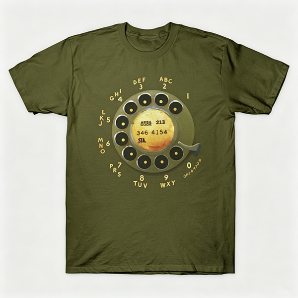 Vintage Rotary Phone Dial Pattern T-Shirt--VINT040