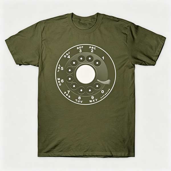Vintage Rotary Phone Dial Pattern T-Shirt--VINT053