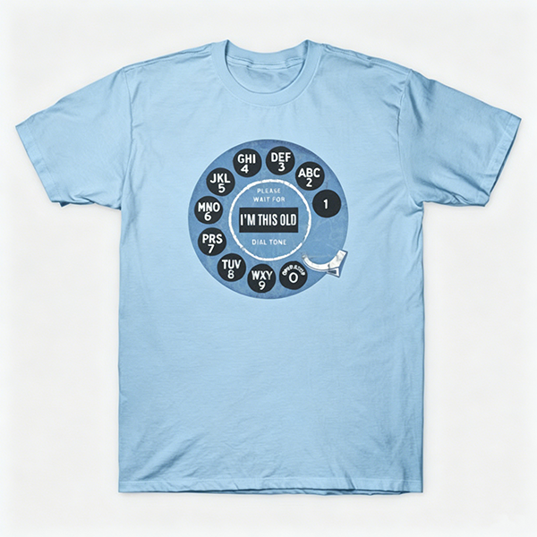Vintage Rotary Phone Dial Pattern T-Shirt--VINT016