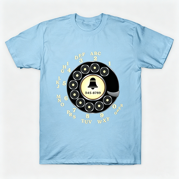 Vintage Rotary Phone Dial Pattern T-Shirt--VINT013