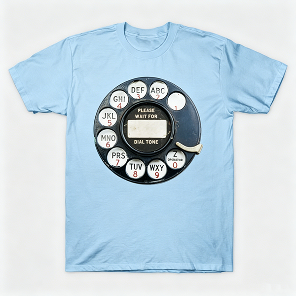 Vintage Rotary Phone Dial Pattern T-Shirt--VINT029