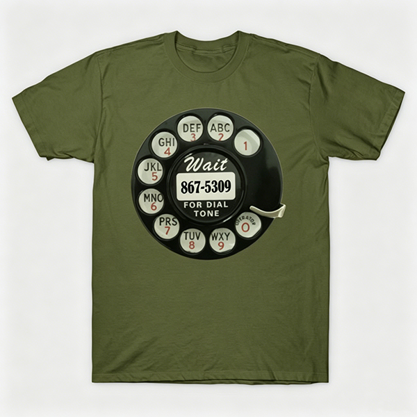 Vintage Rotary Phone Dial Pattern T-Shirt--VINT047