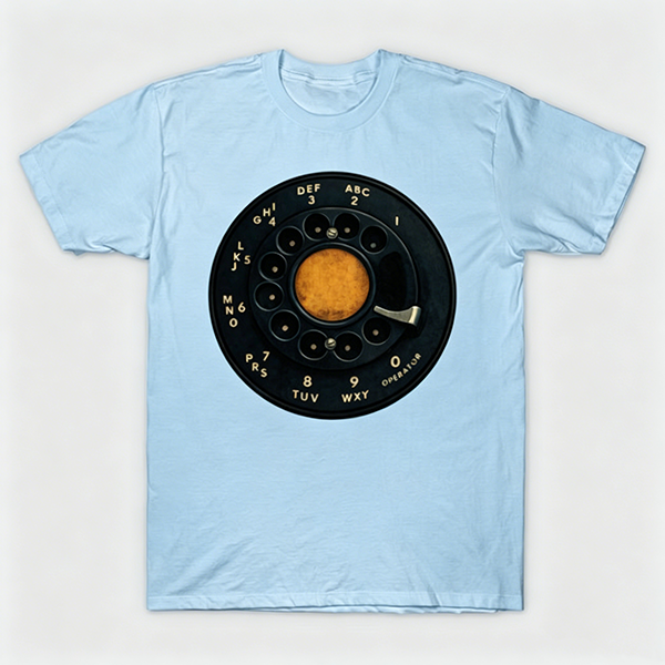 Vintage Rotary Phone Dial Pattern T-Shirt--VINT022