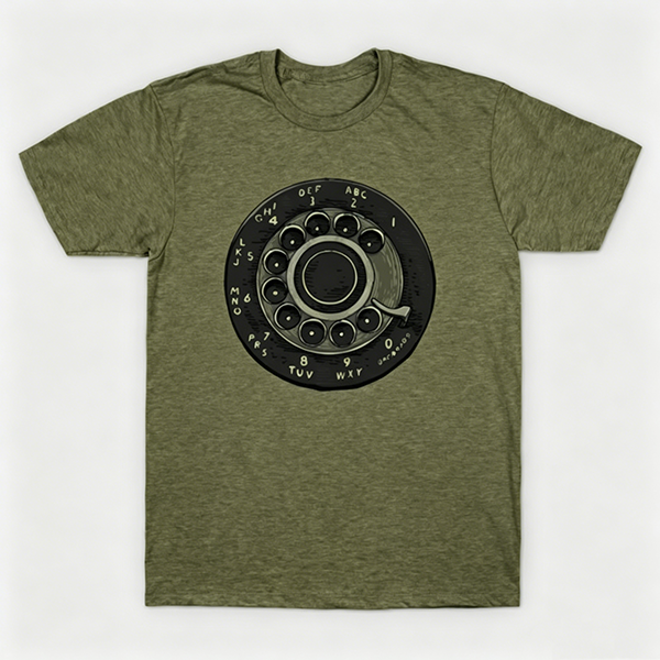 Vintage Rotary Phone Dial Pattern T-Shirt--VINT036